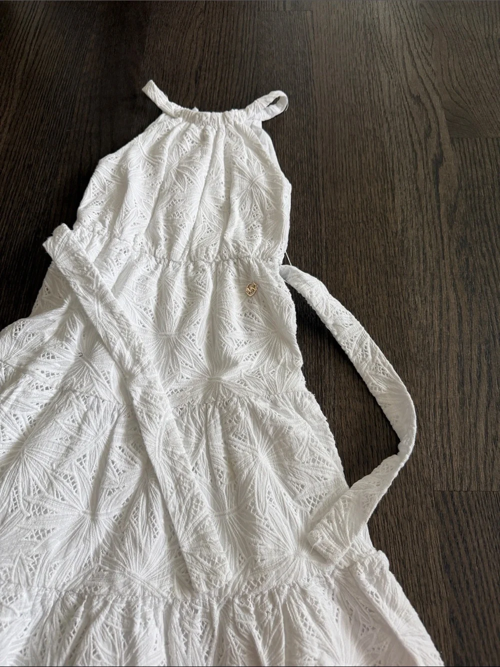 Michael Kors Girls' White Eyelet Dress - size 5
